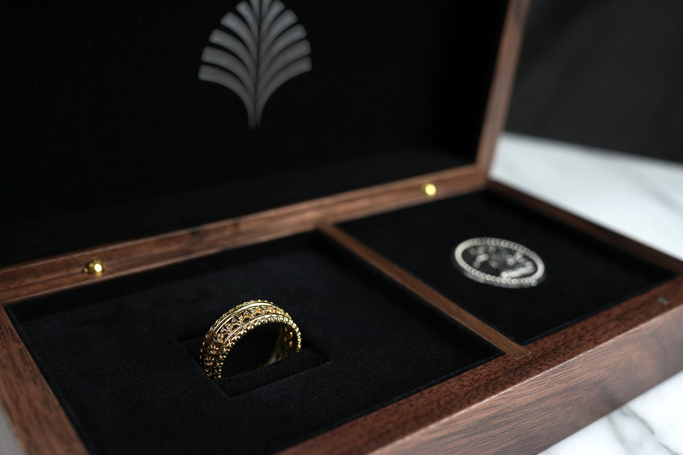 ring custom packaging, hellenistic coin reproduction, made in montreal, high quality